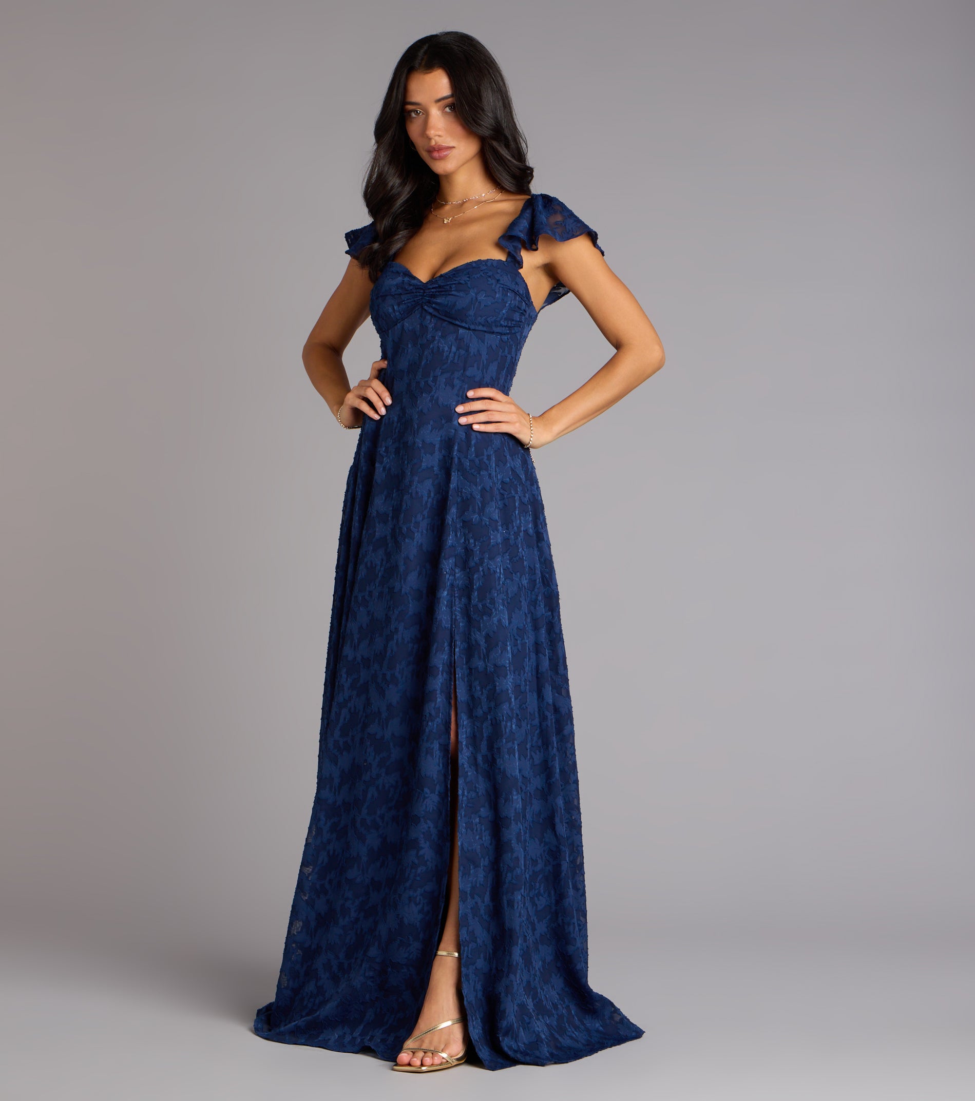 Vittoria Flutter Sleeve A-Line Chiffon Formal Dress - Image 12