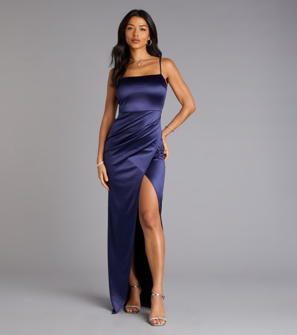 Mayra Formal Satin Slit Long Dress - Image 57