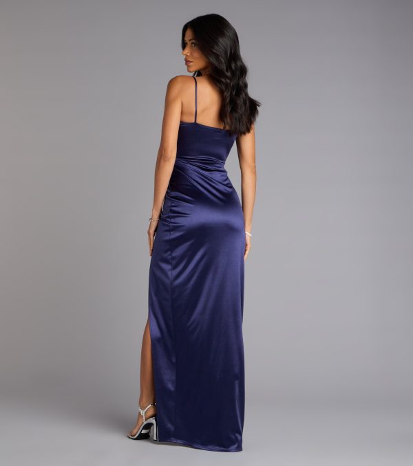 Mayra Formal Satin Slit Long Dress - Image 58