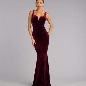 Ria Glitter Velvet Mermaid Formal Dress