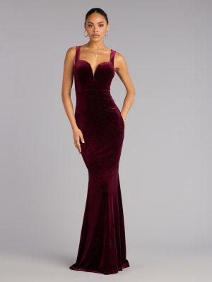 Ria Glitter Velvet Mermaid Formal Dress