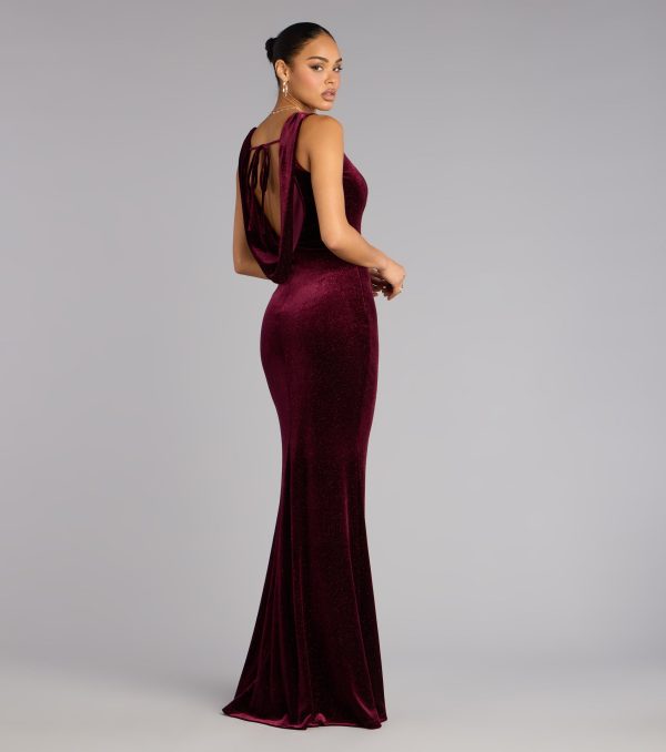 Ria Glitter Velvet Mermaid Formal Dress - Image 2