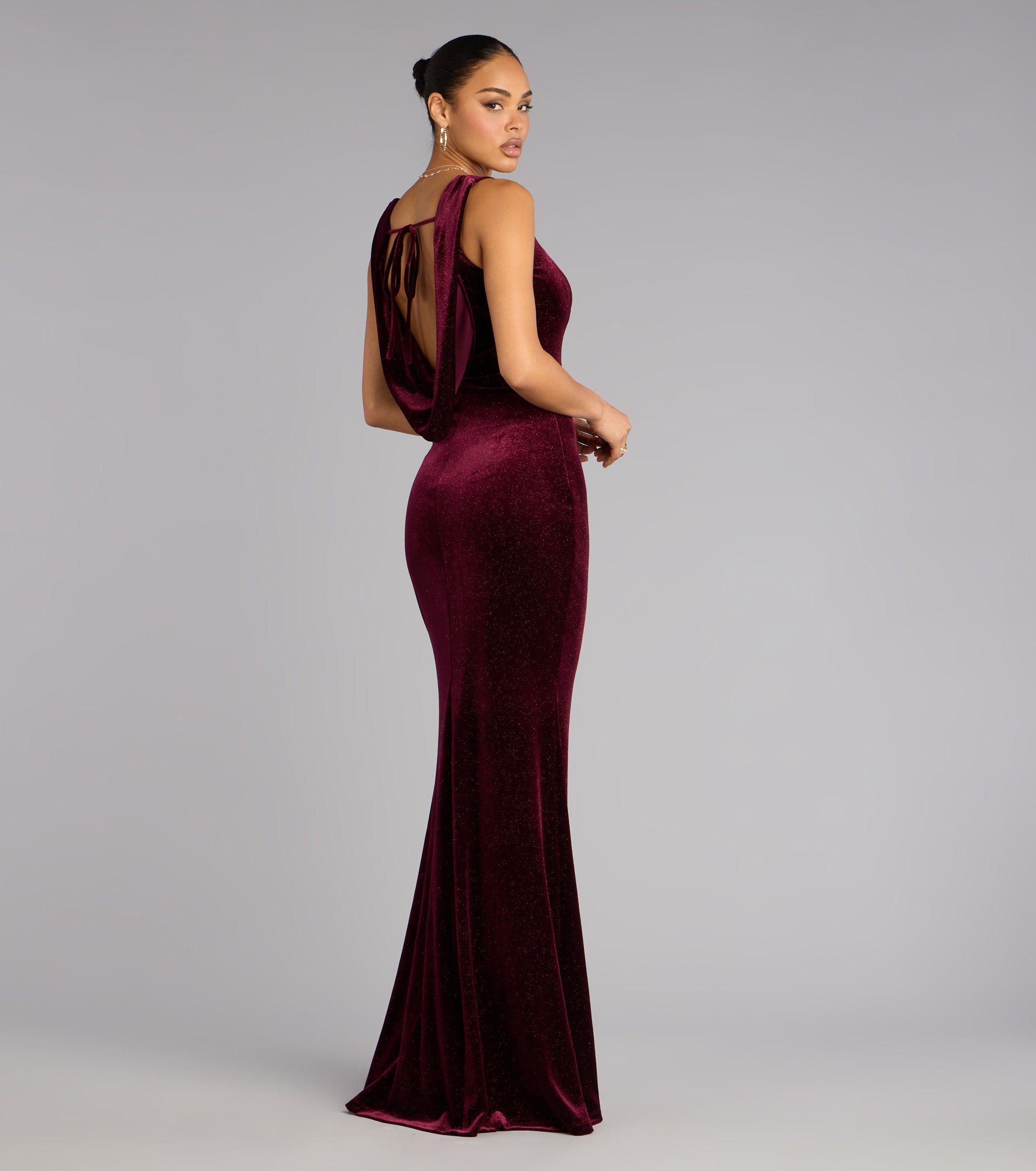 Ria Glitter Velvet Mermaid Formal Dress - Image 2