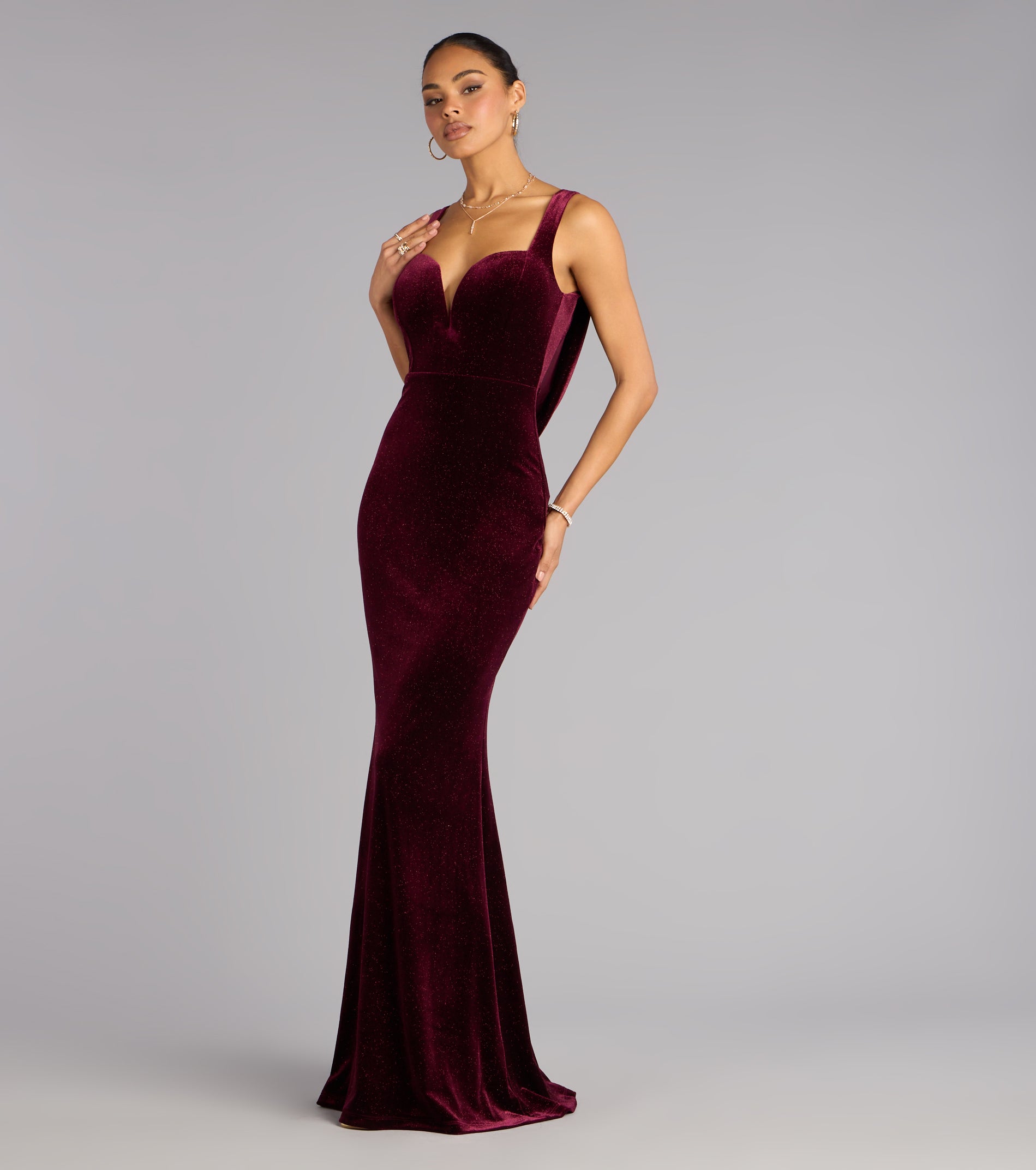 Ria Glitter Velvet Mermaid Formal Dress - Image 4