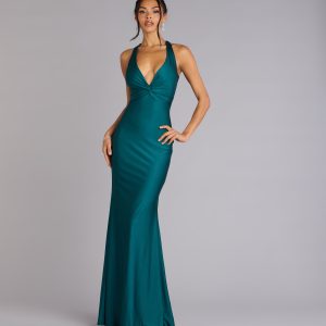 Adrianne Plunge Bow Mermaid Formal Dress