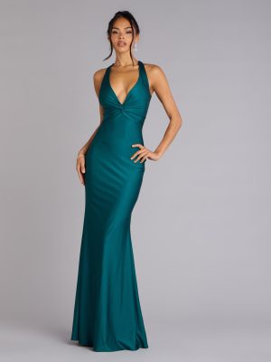 Adrianne Plunge Bow Mermaid Formal Dress