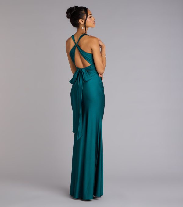Adrianne Plunge Bow Mermaid Formal Dress - Image 2