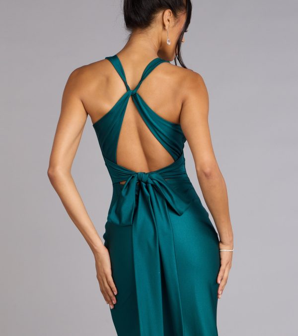 Adrianne Plunge Bow Mermaid Formal Dress - Image 3