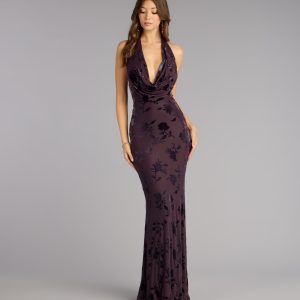 Morgan Plunge Cowl Neck Mermaid Formal Dress