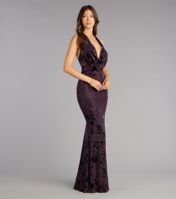 Morgan Plunge Cowl Neck Mermaid Formal Dress - Image 4