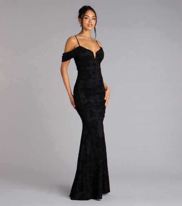 Evelina Mesh Velvet Mermaid Formal Dress - Image 4
