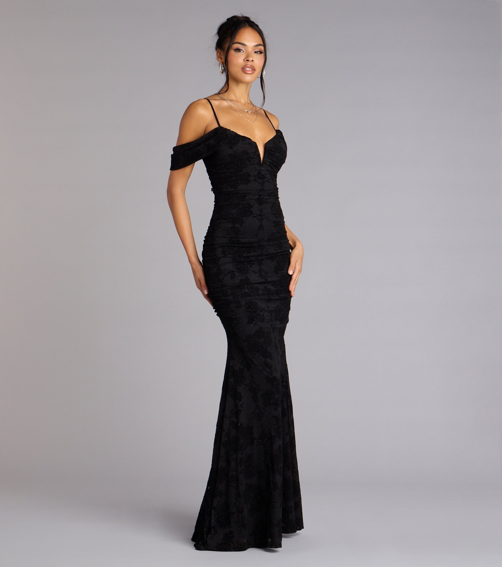 Evelina Mesh Velvet Mermaid Formal Dress - Image 4