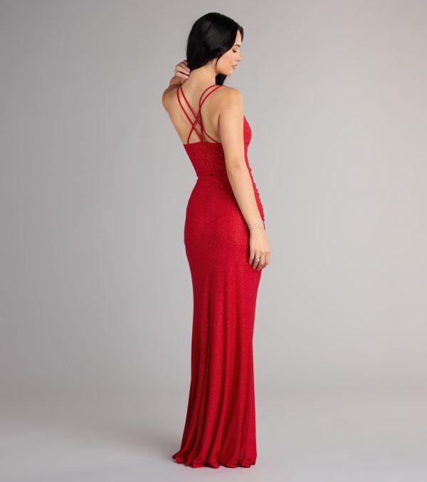 Riley Glitter Ruffle Slit Mermaid Formal Dress - Image 2