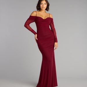 Lindsey Pearl Cold Shoulder Mermaid Formal Dress