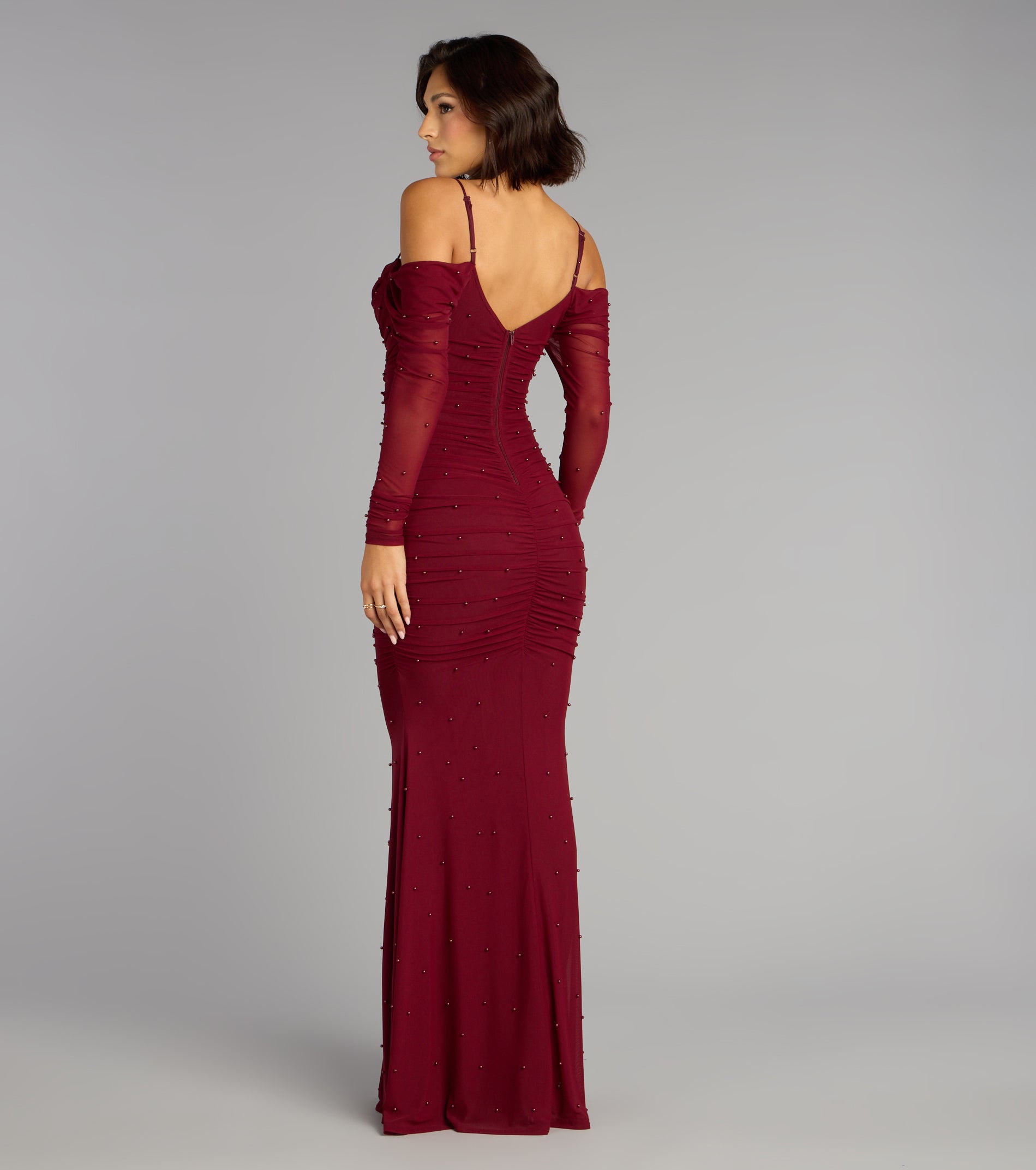 Lindsey Pearl Cold Shoulder Mermaid Formal Dress - Image 2