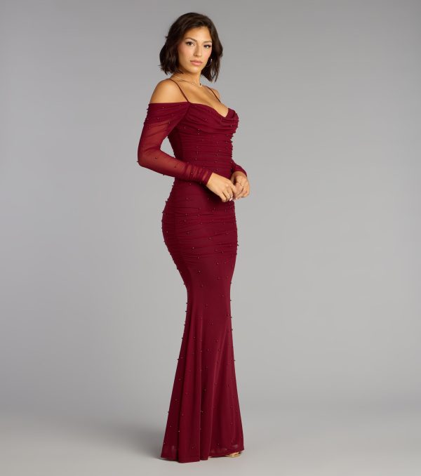 Lindsey Pearl Cold Shoulder Mermaid Formal Dress - Image 4