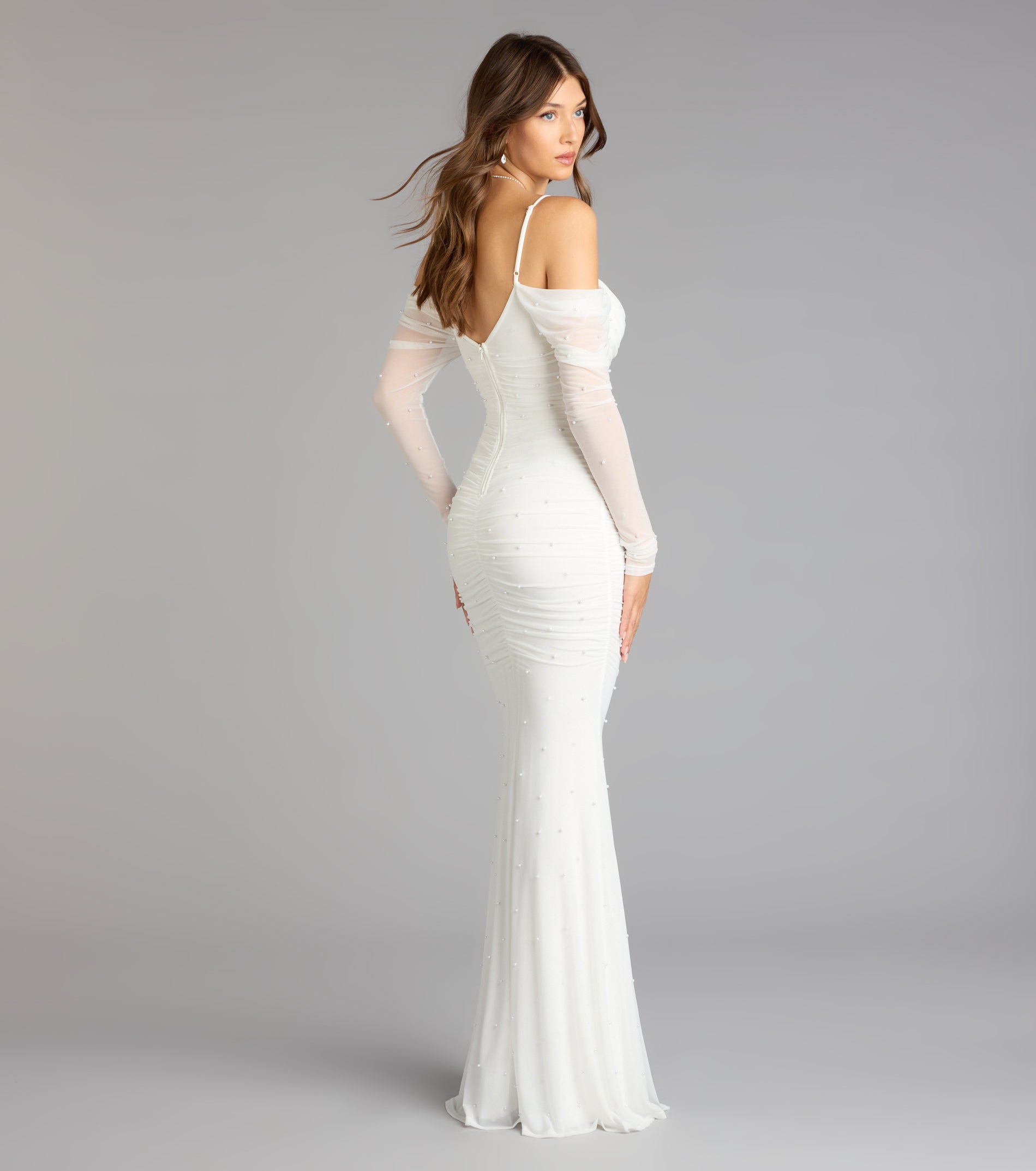 Lindsey Pearl Cold Shoulder Mermaid Formal Dress - Image 6