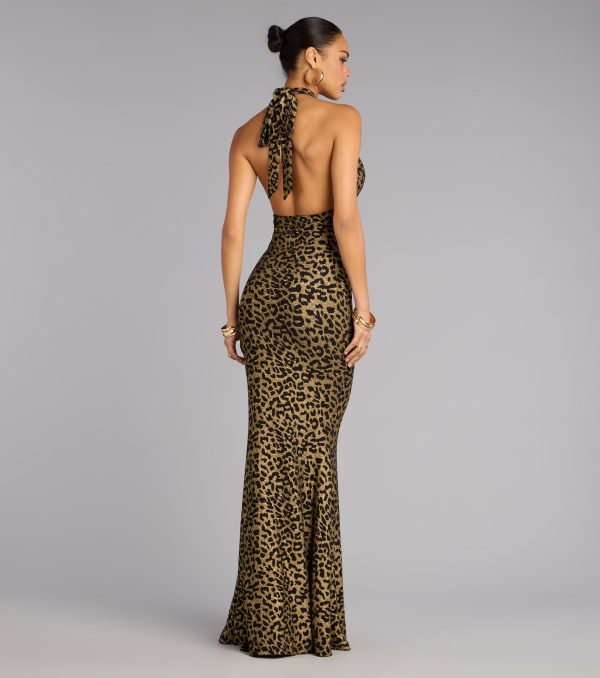 Diana Glitter Leopard Mermaid Formal Dress - Image 2