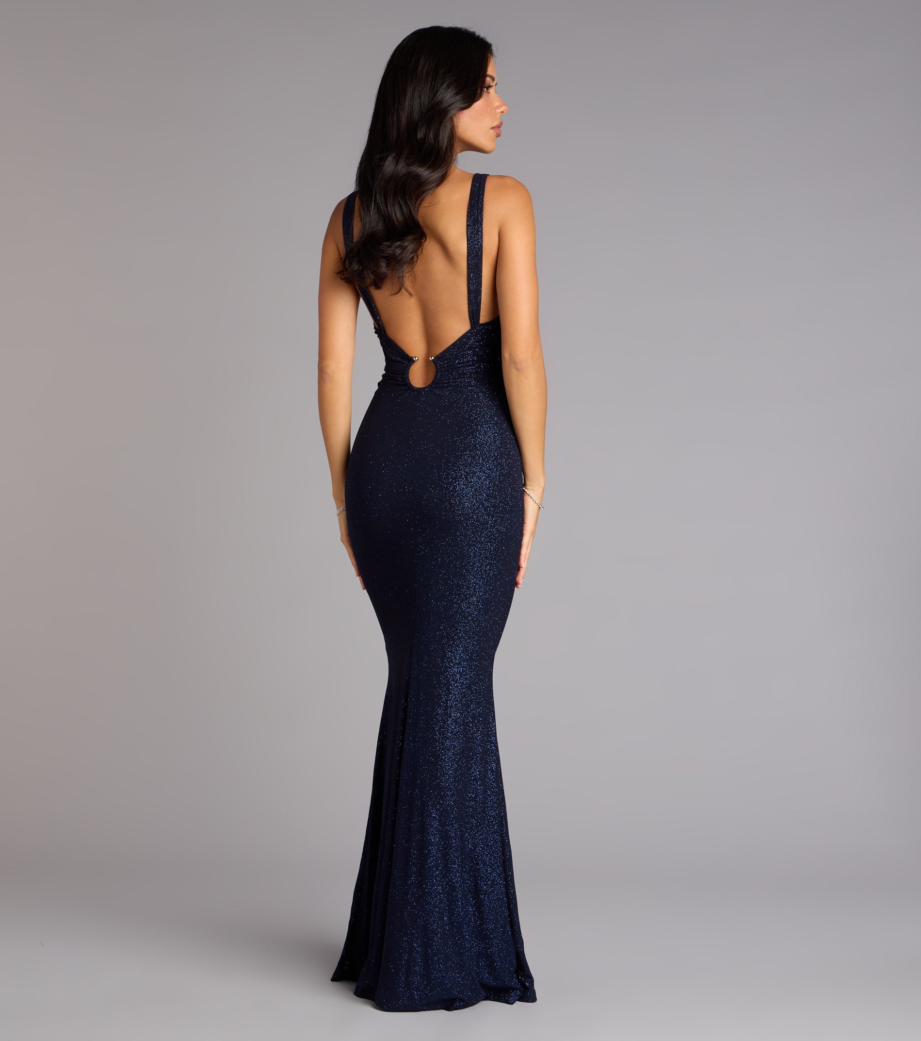 Bailey Glitter Low Back Mermaid Formal Dress - Image 2