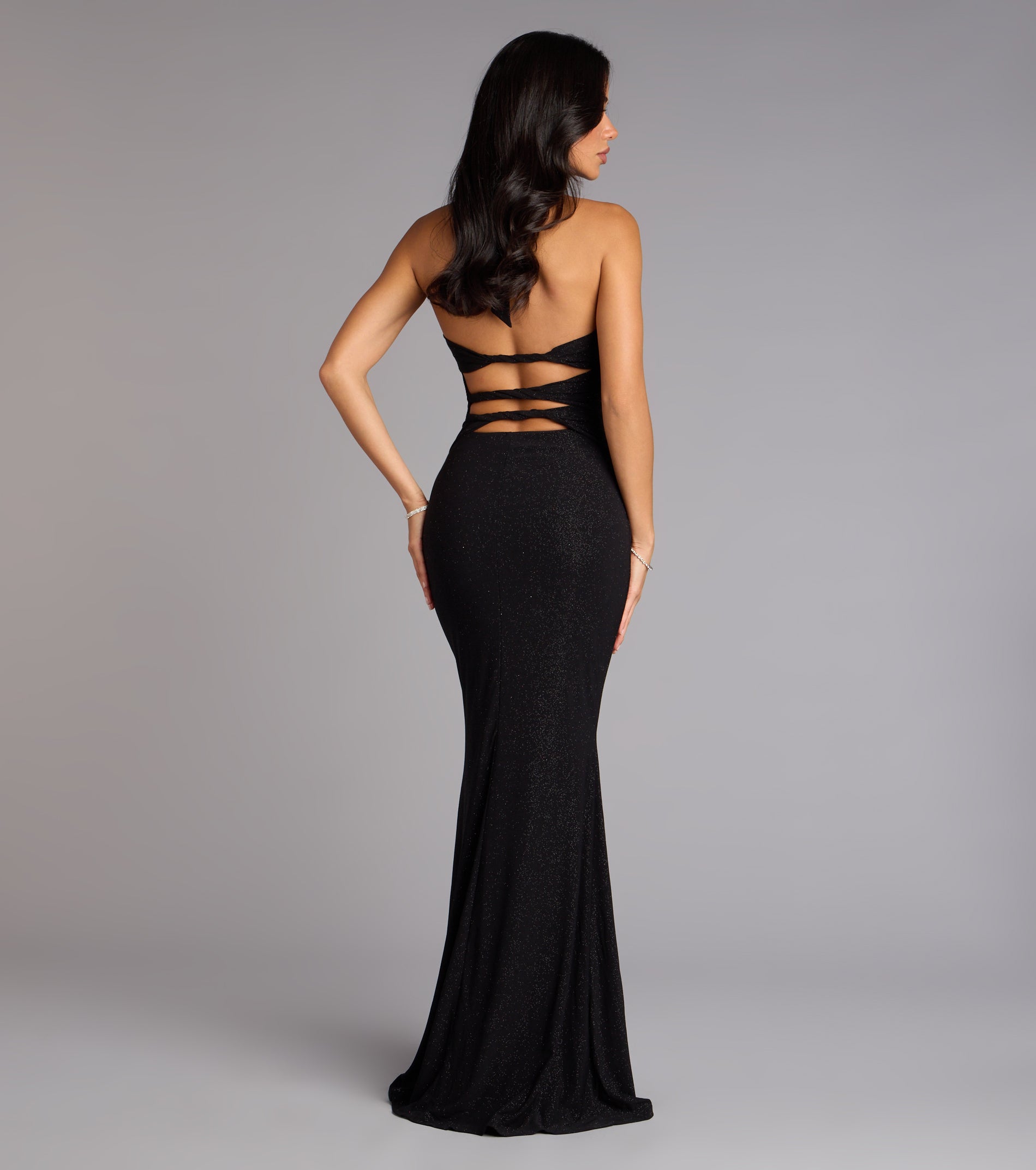 Maribeth Glitter Strappy Back Mermaid Formal Dress - Image 2