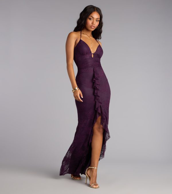 Donna Lace Ruffled Mermaid Formal Dress - Image 4