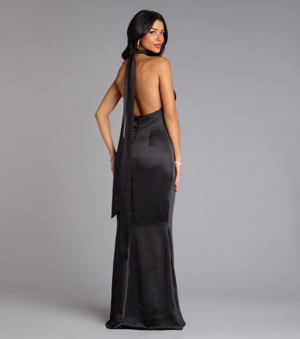 Erika Halter Satin Column Formal Dress - Image 10