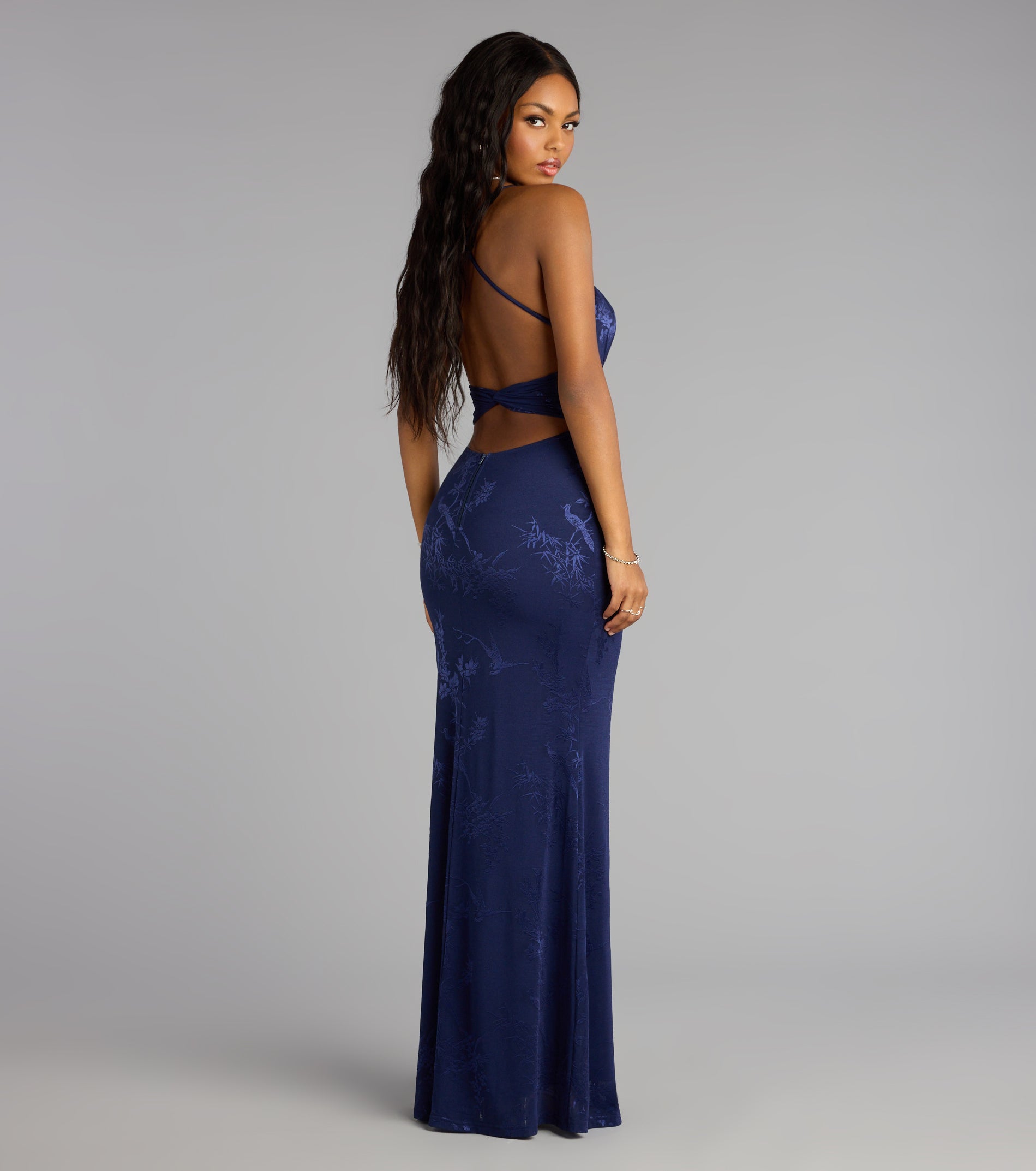 Elaine Jacquard Mesh Mermaid Dress - Image 2