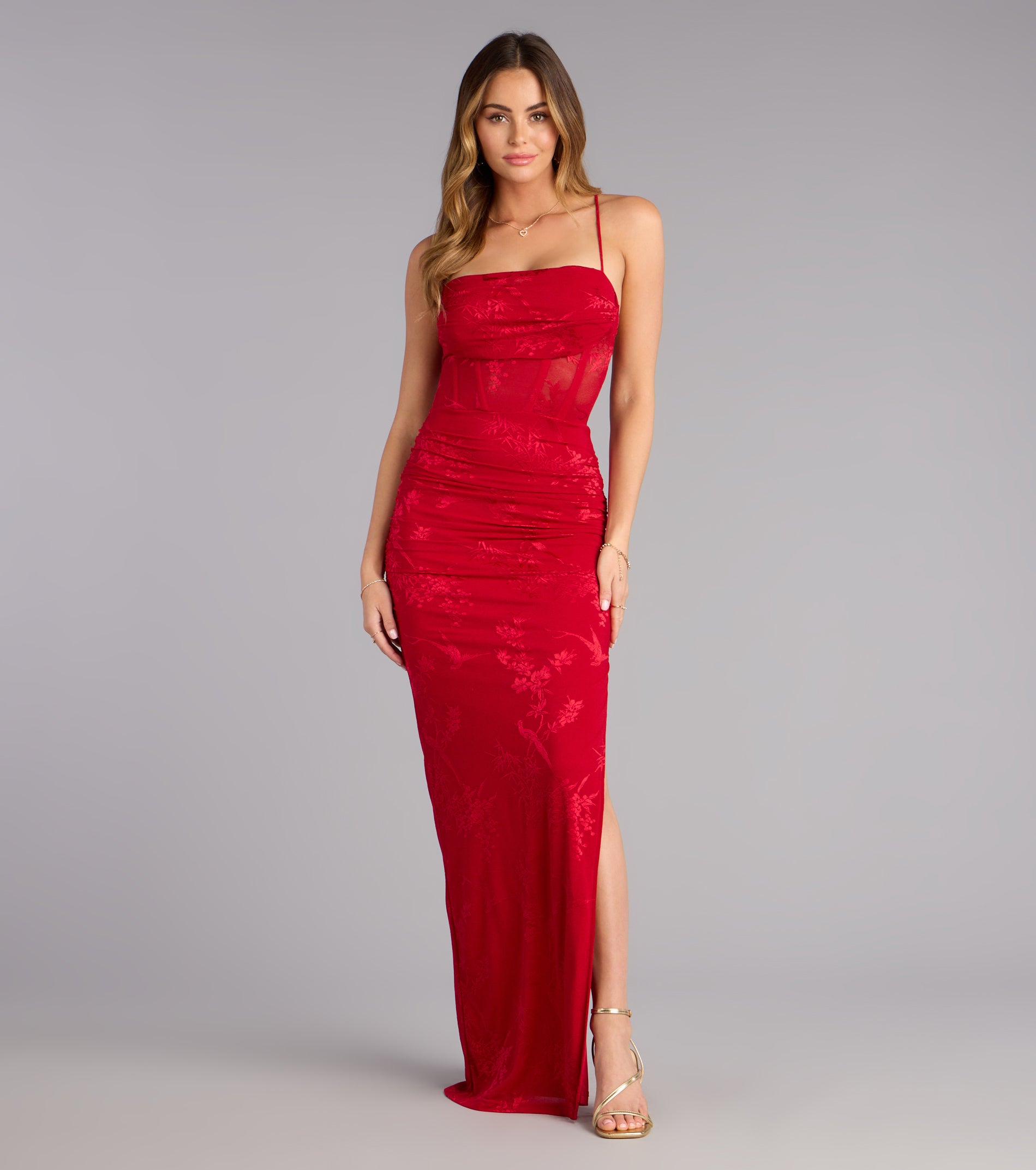Sydney Lace Corset Mermaid Slit Formal Dress - Image 8