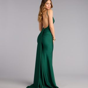 Haley Open Back Sash Mermaid Formal Dress