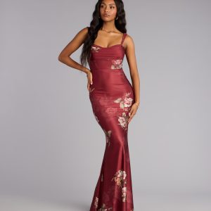 Grace Floral Open Back Mermaid Formal Dress