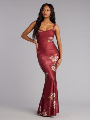 Grace Floral Open Back Mermaid Formal Dress