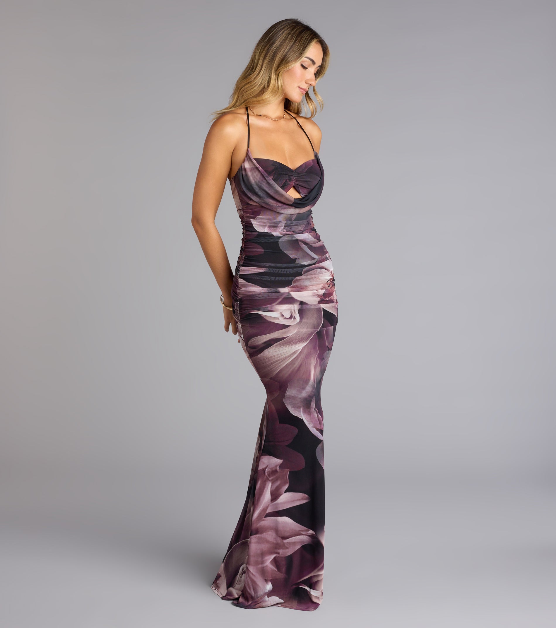McKenzie Floral Halter Mermaid Formal Dress - Image 8
