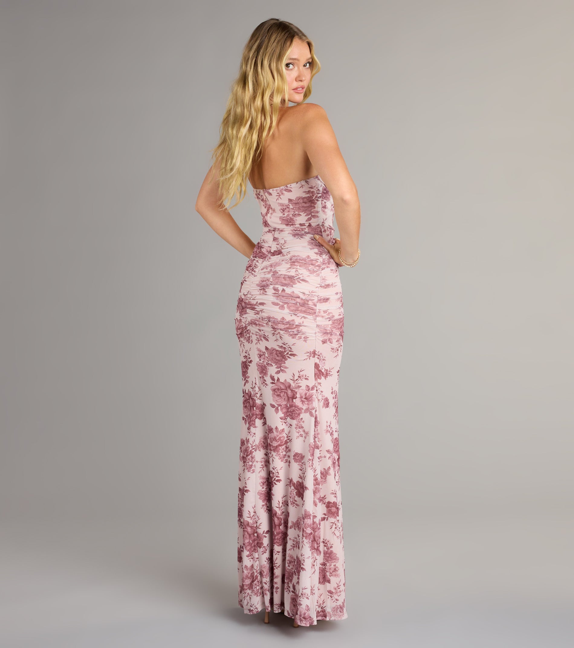 Rylee Floral Slit Mermaid Formal Dress - Image 4