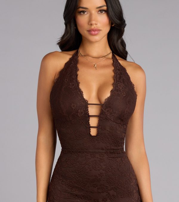 Lane Halter Strappy Lace Mermaid Formal Dress - Image 7