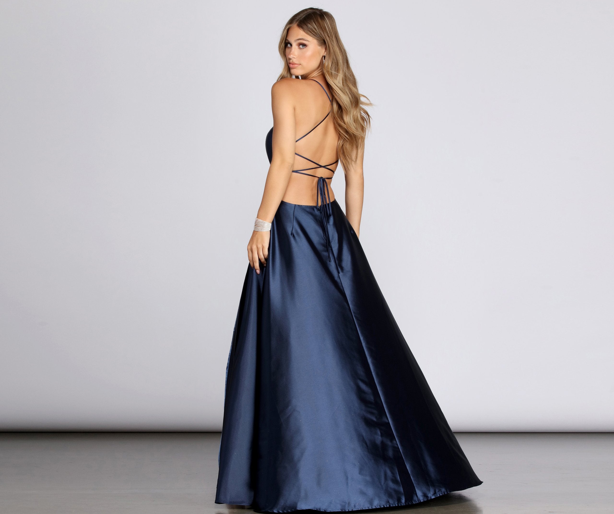 Anne Formal Lattice Satin Dress - Image 22