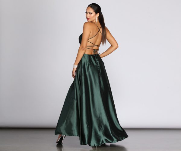 Anne Formal Lattice Satin Dress - Image 25