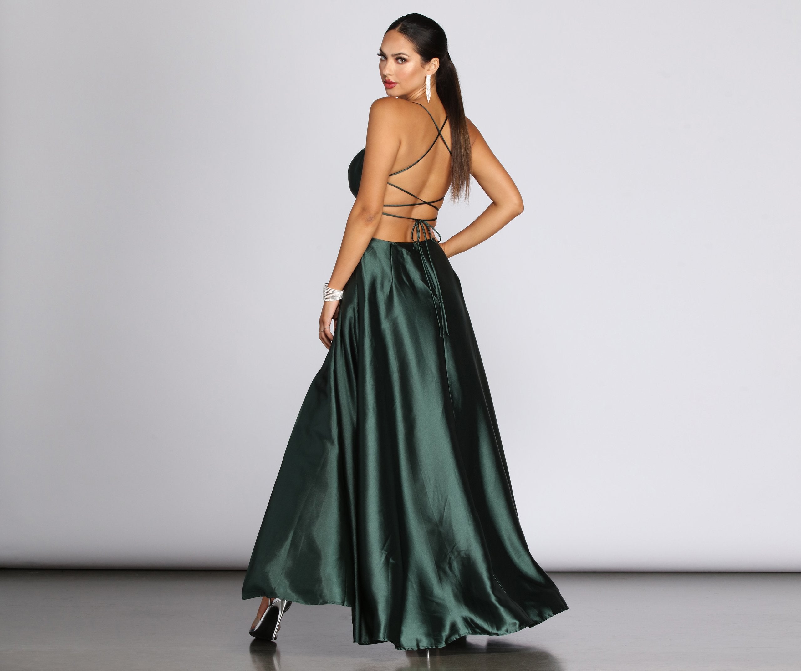 Anne Formal Lattice Satin Dress - Image 25