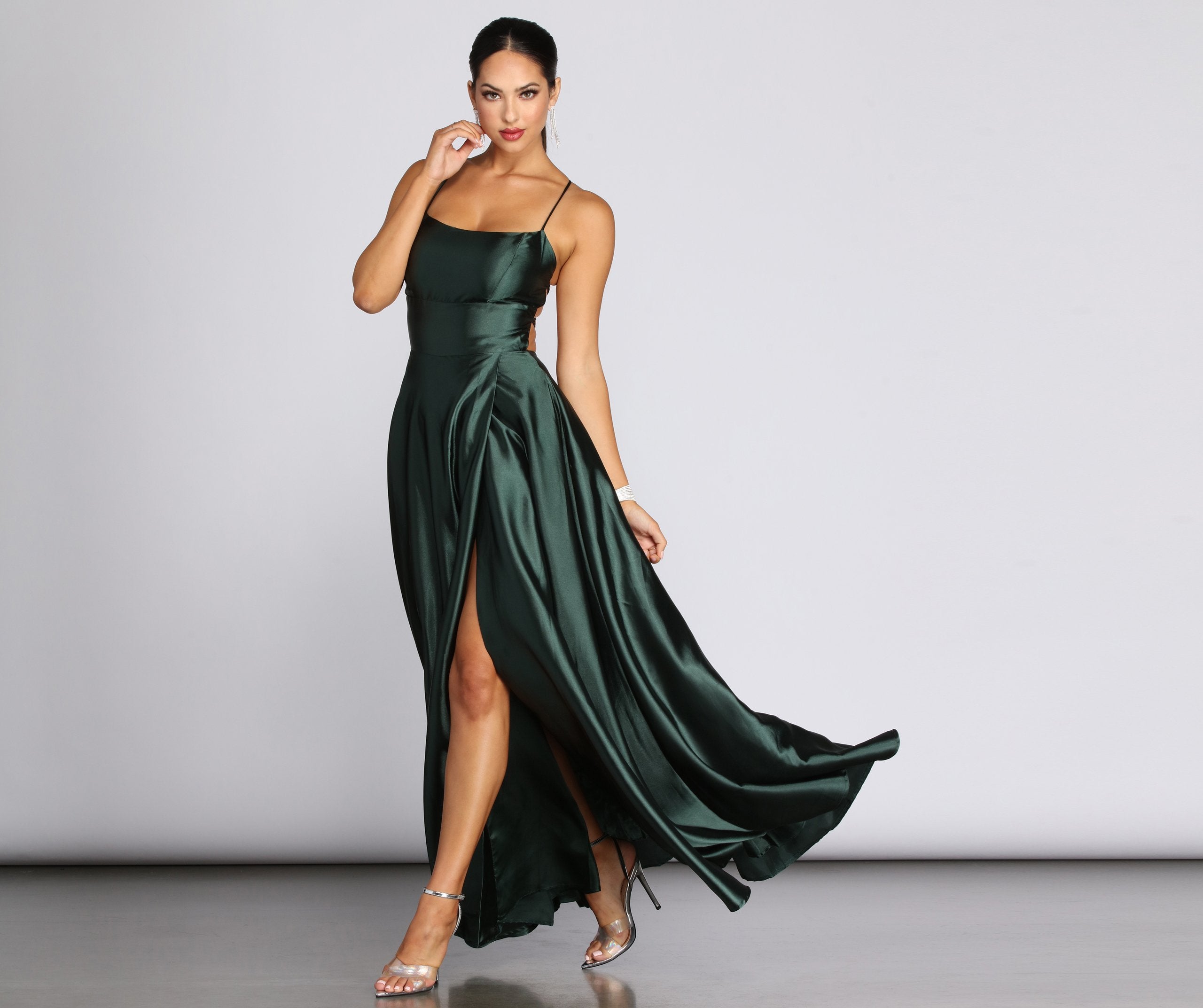Anne Formal Lattice Satin Dress - Image 26