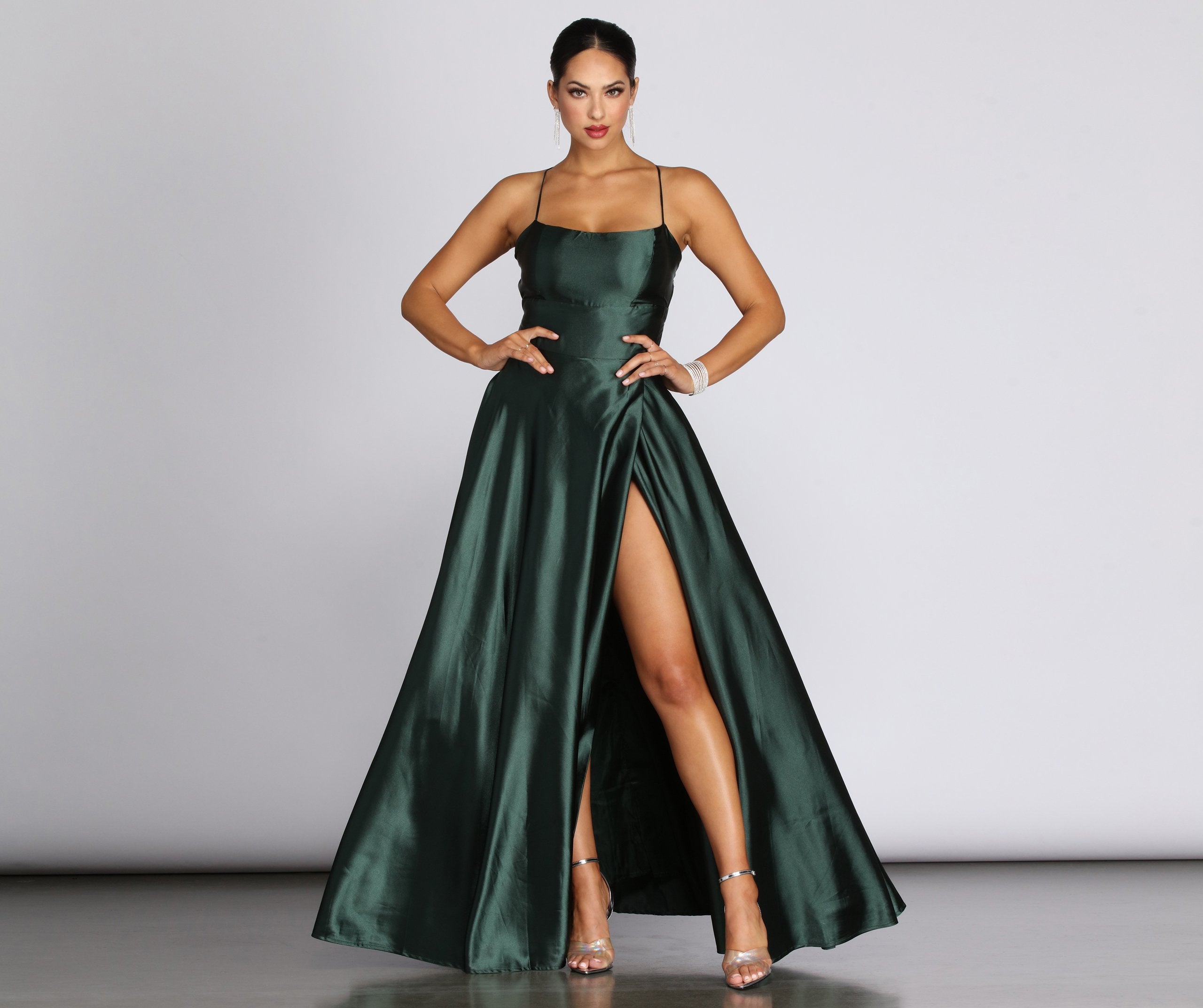 Anne Formal Lattice Satin Dress - Image 27