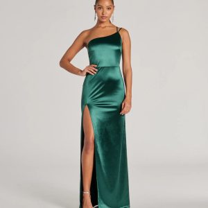 Rhiannon One-Shoulder Satin Long Dress