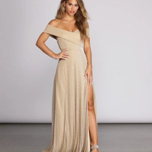Kaliyah Formal High Slit Lurex Dress