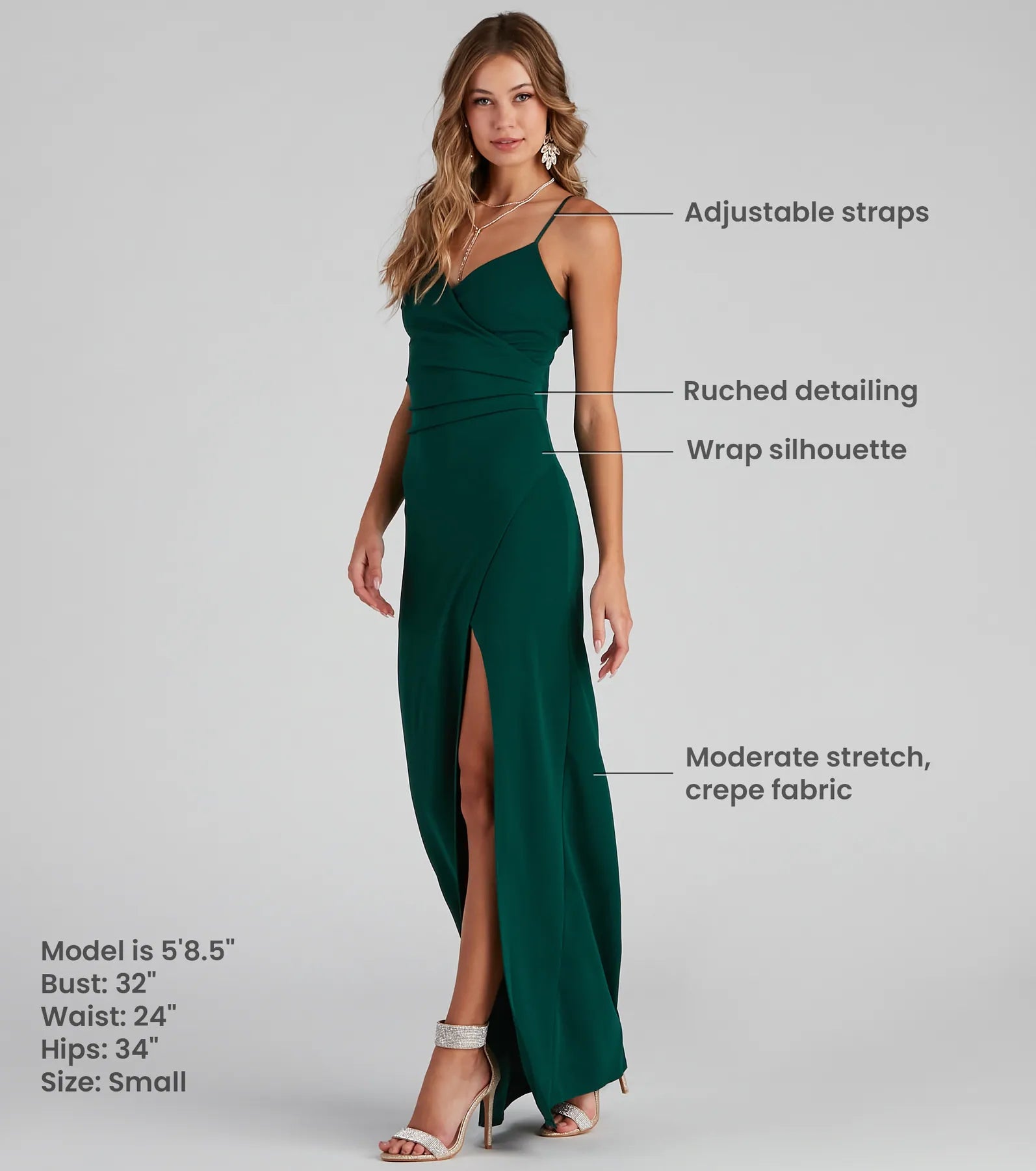 Sasha Formal High Slit Wrap Dress - Image 10