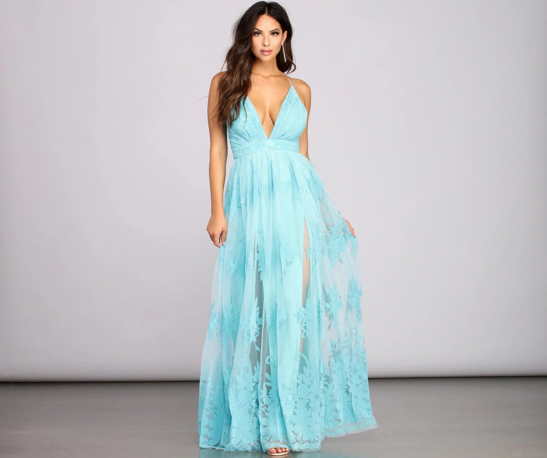 Morgan Formal Flocked Velvet Dress - Image 11