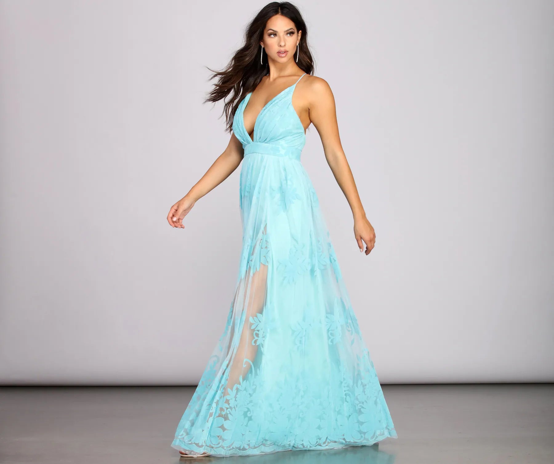 Morgan Formal Flocked Velvet Dress - Image 12