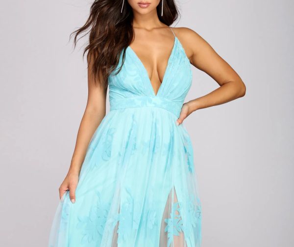 Morgan Formal Flocked Velvet Dress - Image 13