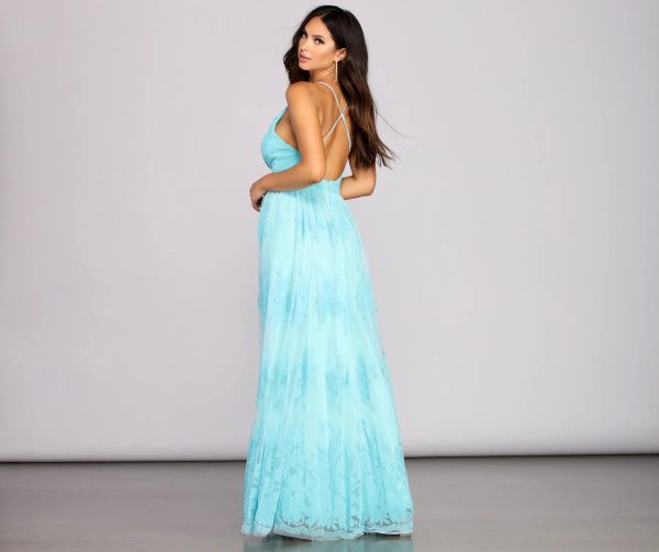 Morgan Formal Flocked Velvet Dress - Image 14