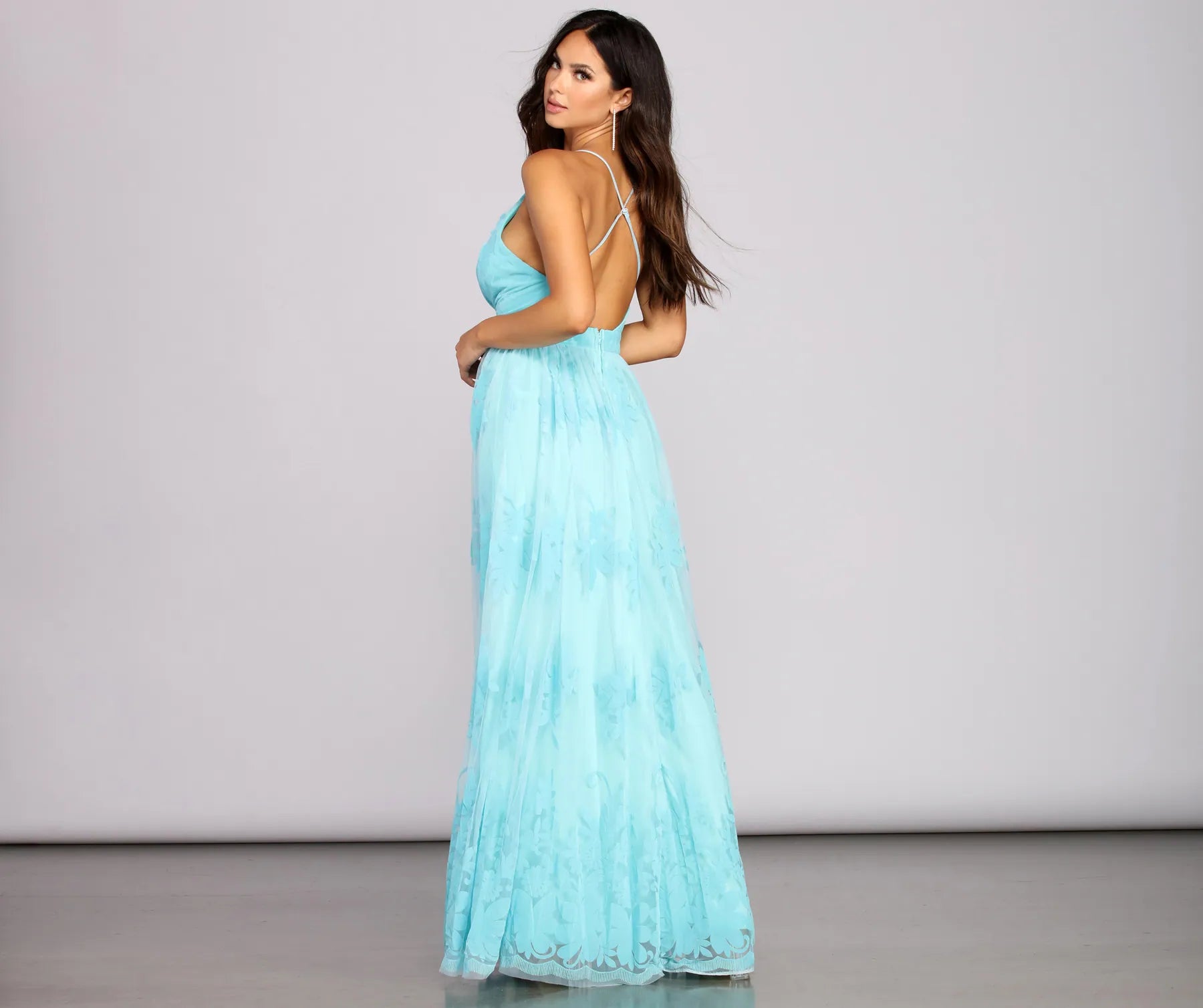 Morgan Formal Flocked Velvet Dress - Image 14