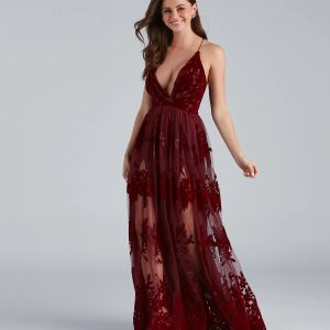 Morgan Formal Flocked Velvet Dress