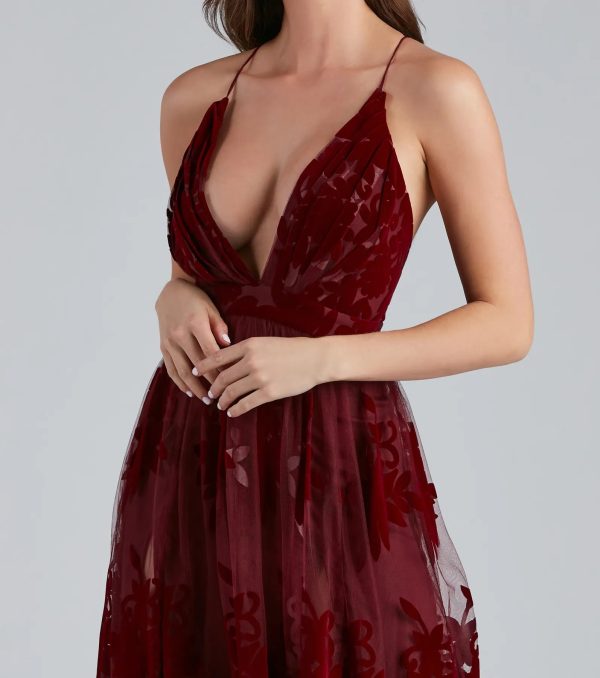 Morgan Formal Flocked Velvet Dress - Image 3
