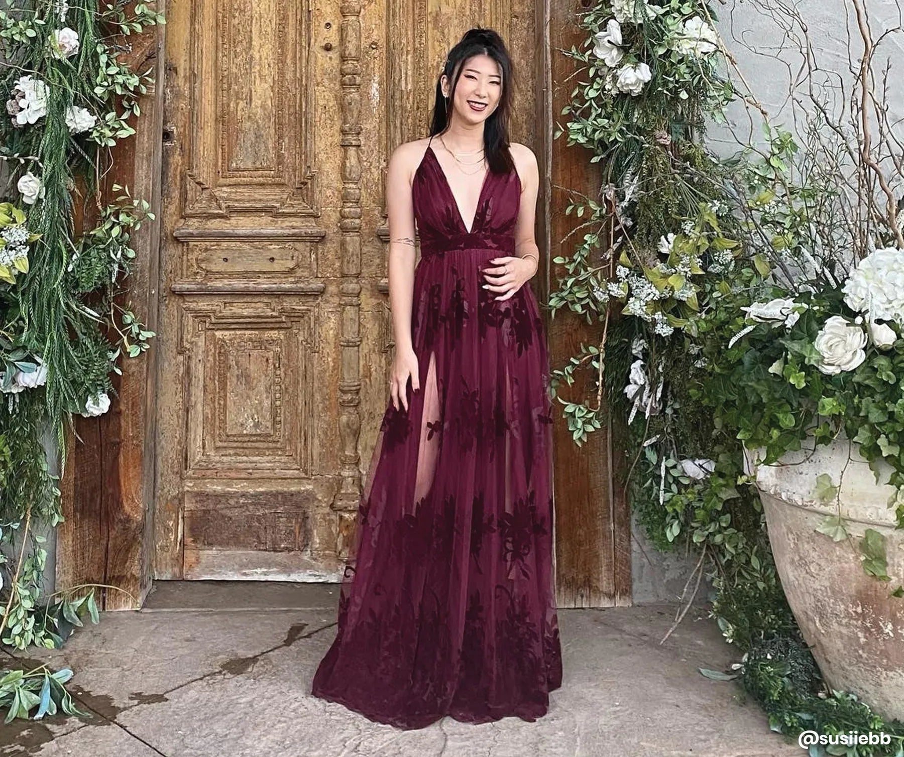 Morgan Formal Flocked Velvet Dress - Image 7